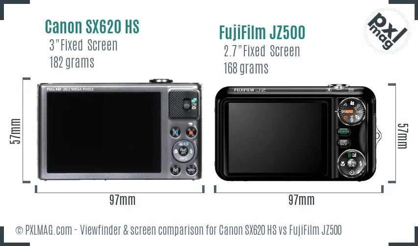 Canon SX620 HS vs FujiFilm JZ500 Screen and Viewfinder comparison