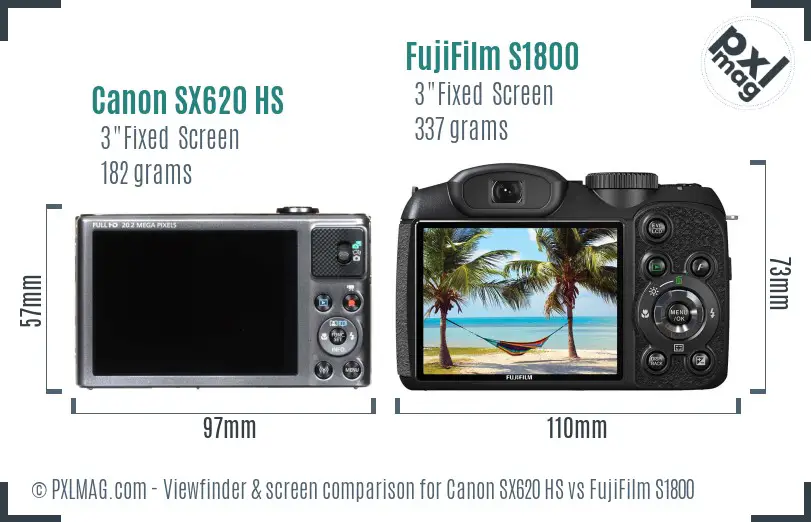 Canon SX620 HS vs FujiFilm S1800 Screen and Viewfinder comparison