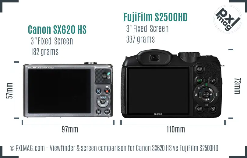 Canon SX620 HS vs FujiFilm S2500HD Screen and Viewfinder comparison