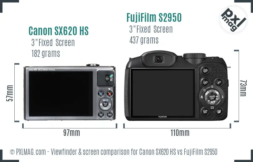 Canon SX620 HS vs FujiFilm S2950 Screen and Viewfinder comparison