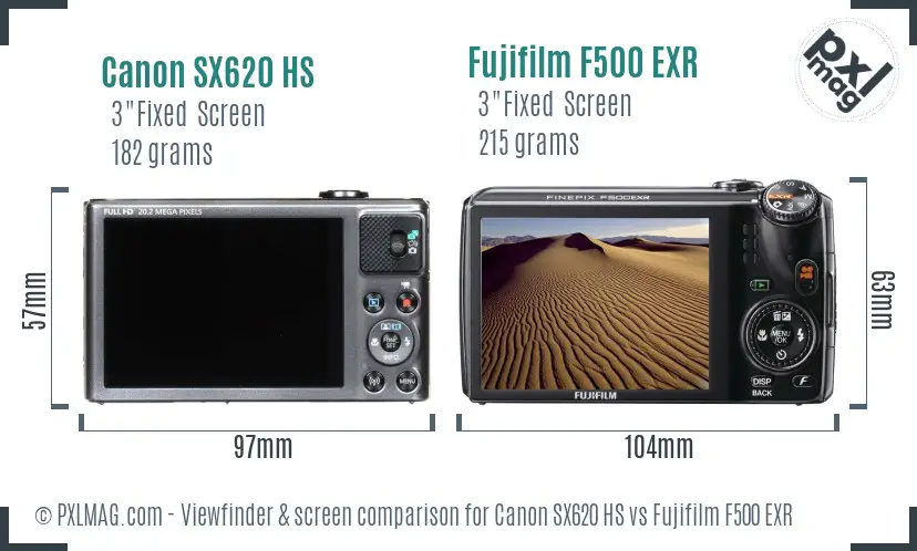 Canon SX620 HS vs Fujifilm F500 EXR Screen and Viewfinder comparison