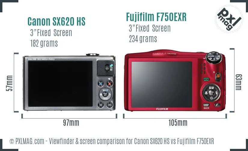 Canon SX620 HS vs Fujifilm F750EXR Screen and Viewfinder comparison Canon SX620 HS vs Fujifilm F750EXR Screen and Viewfinder comparison