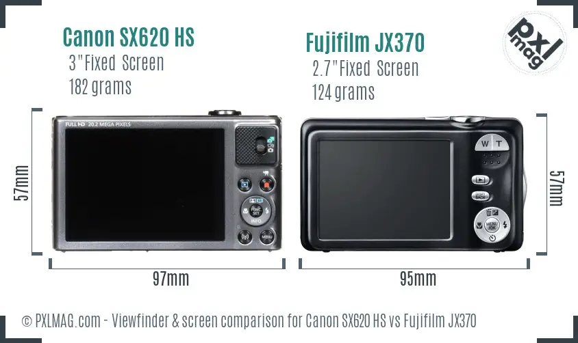 Canon SX620 HS vs Fujifilm JX370 Screen and Viewfinder comparison