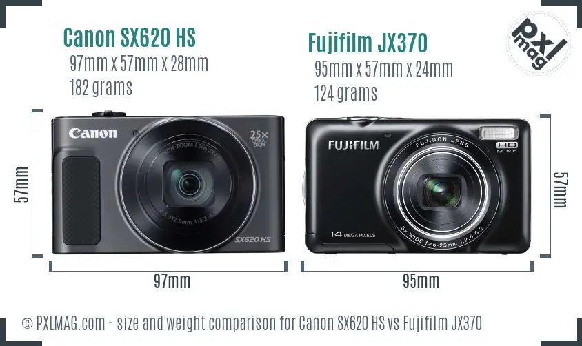 Canon SX620 HS vs Fujifilm JX370 size comparison