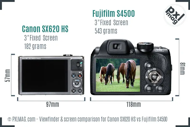 Canon SX620 HS vs Fujifilm S4500 Screen and Viewfinder comparison