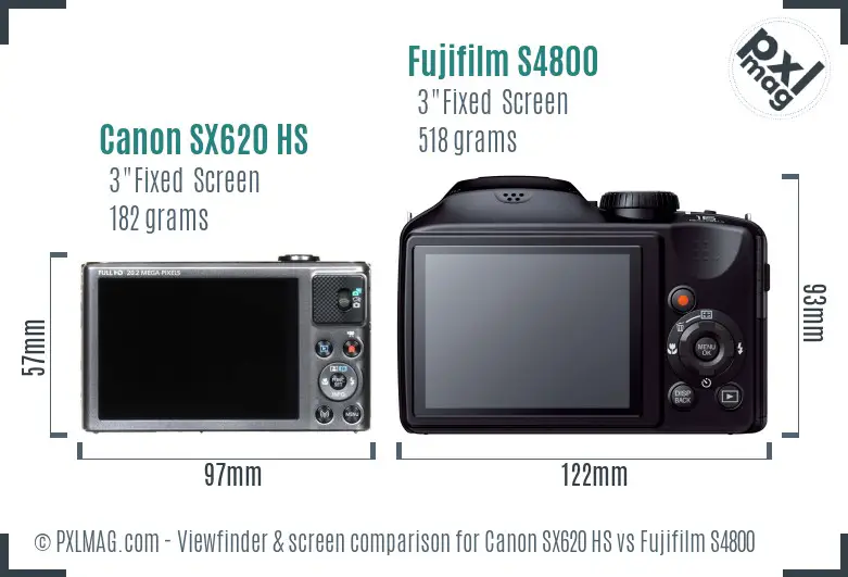 Canon SX620 HS vs Fujifilm S4800 Screen and Viewfinder comparison