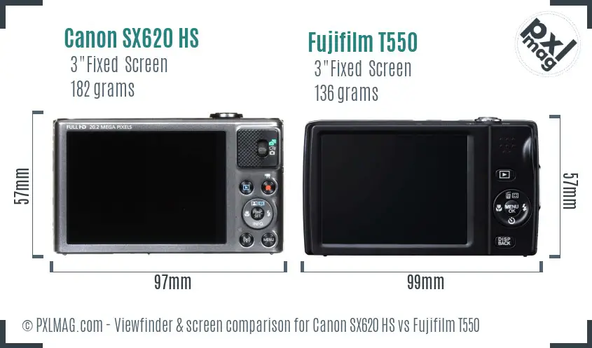 Canon SX620 HS vs Fujifilm T550 Screen and Viewfinder comparison Canon SX620 HS vs Fujifilm T550 Screen and Viewfinder comparison