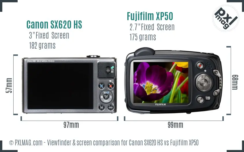 Canon SX620 HS vs Fujifilm XP50 Screen and Viewfinder comparison Canon SX620 HS vs Fujifilm XP50 Screen and Viewfinder comparison