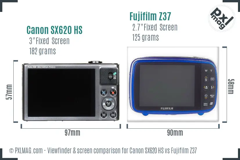 Canon SX620 HS vs Fujifilm Z37 Screen and Viewfinder comparison