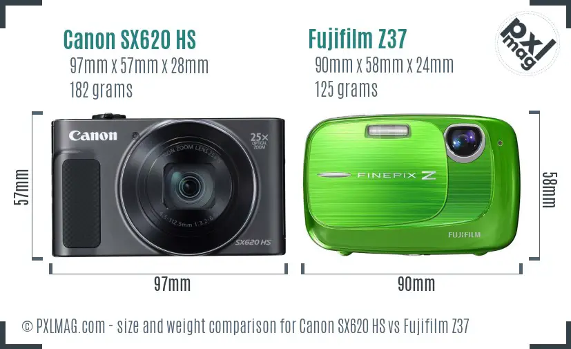 Canon SX620 HS vs Fujifilm Z37 size comparison