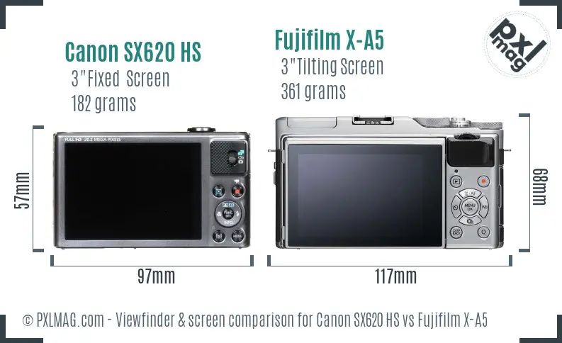 Canon SX620 HS vs Fujifilm X-A5 Screen and Viewfinder comparison