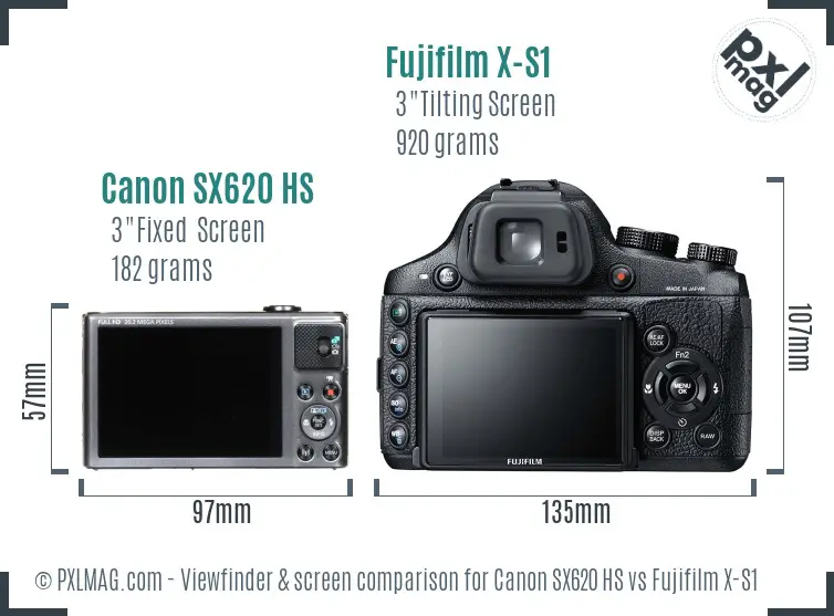 Canon SX620 HS vs Fujifilm X-S1 Screen and Viewfinder comparison