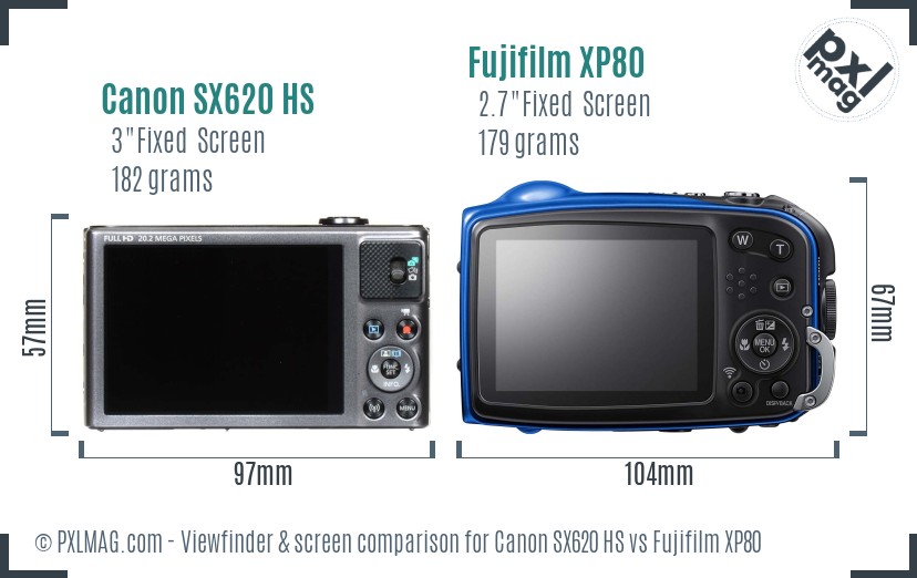 Canon SX620 HS vs Fujifilm XP80 Screen and Viewfinder comparison