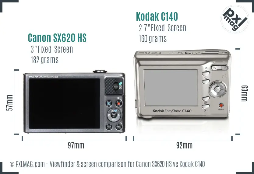 Canon SX620 HS vs Kodak C140 Screen and Viewfinder comparison Canon SX620 HS vs Kodak C140 Screen and Viewfinder comparison