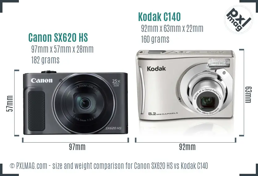 Canon SX620 HS vs Kodak C140 size comparison Canon SX620 HS vs Kodak C140 size comparison