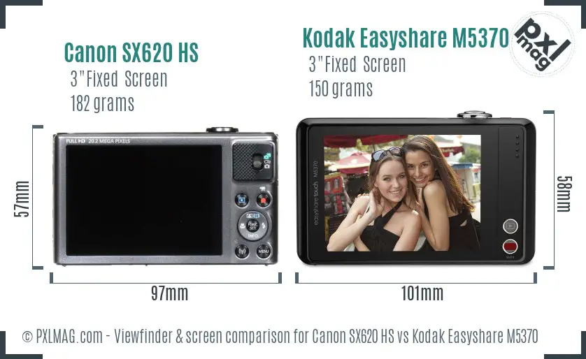 Canon SX620 HS vs Kodak Easyshare M5370 Screen and Viewfinder comparison