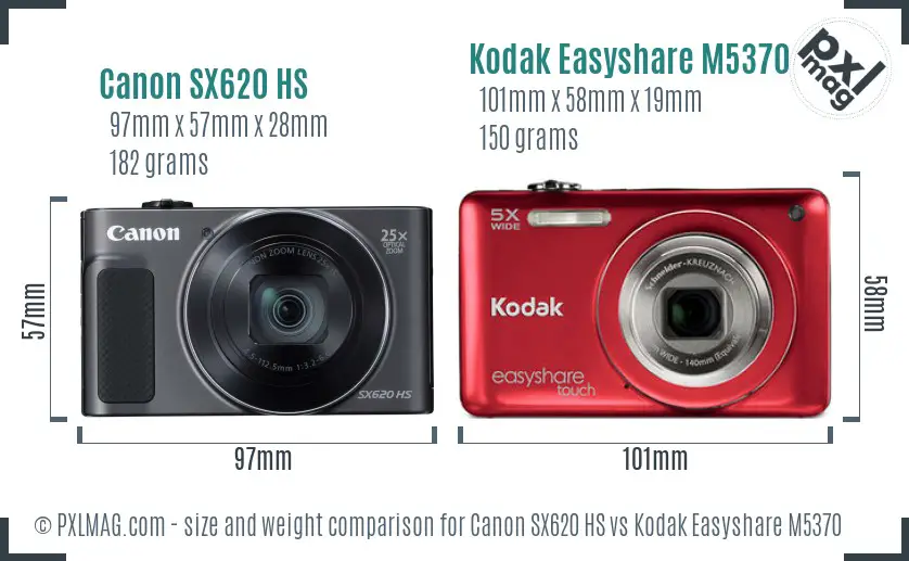 Canon SX620 HS vs Kodak Easyshare M5370 size comparison