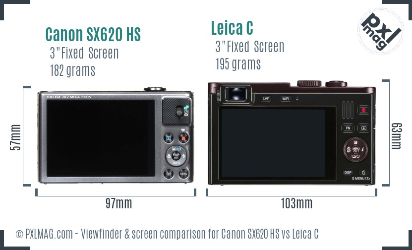 Canon SX620 HS vs Leica C Screen and Viewfinder comparison