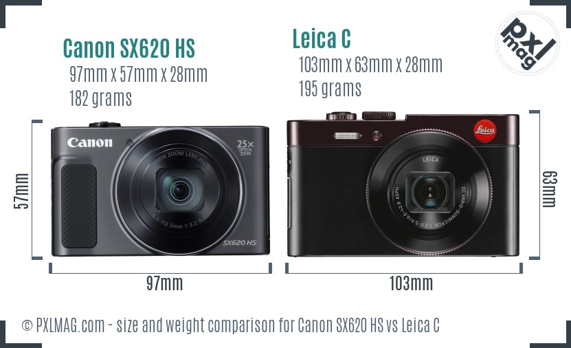 Canon SX620 HS vs Leica C size comparison Canon SX620 HS vs Leica C size comparison