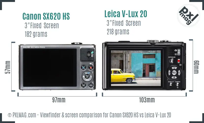 Canon SX620 HS vs Leica V-Lux 20 Screen and Viewfinder comparison