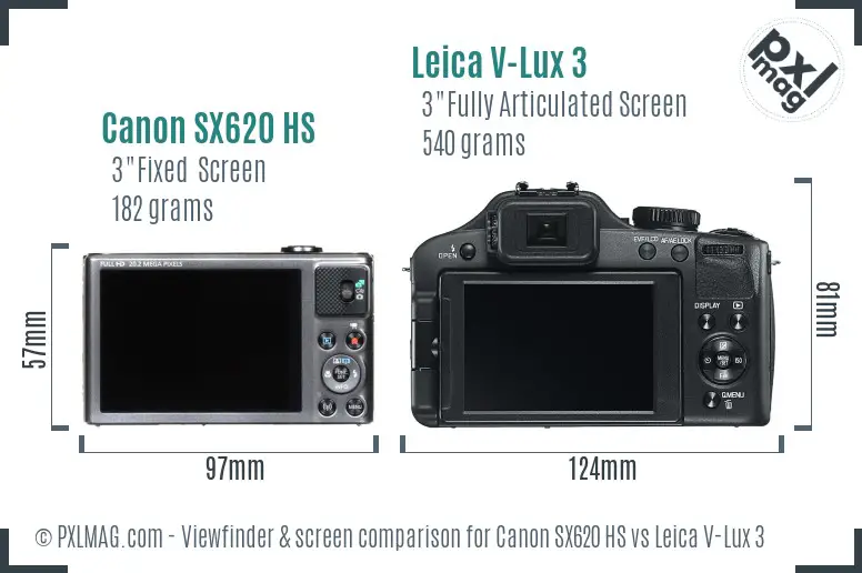 Canon SX620 HS vs Leica V-Lux 3 Screen and Viewfinder comparison