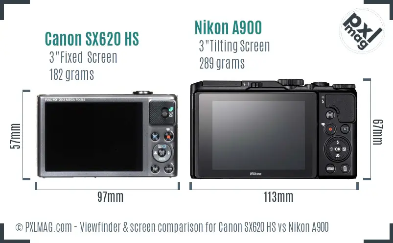 Canon SX620 HS vs Nikon A900 Screen and Viewfinder comparison