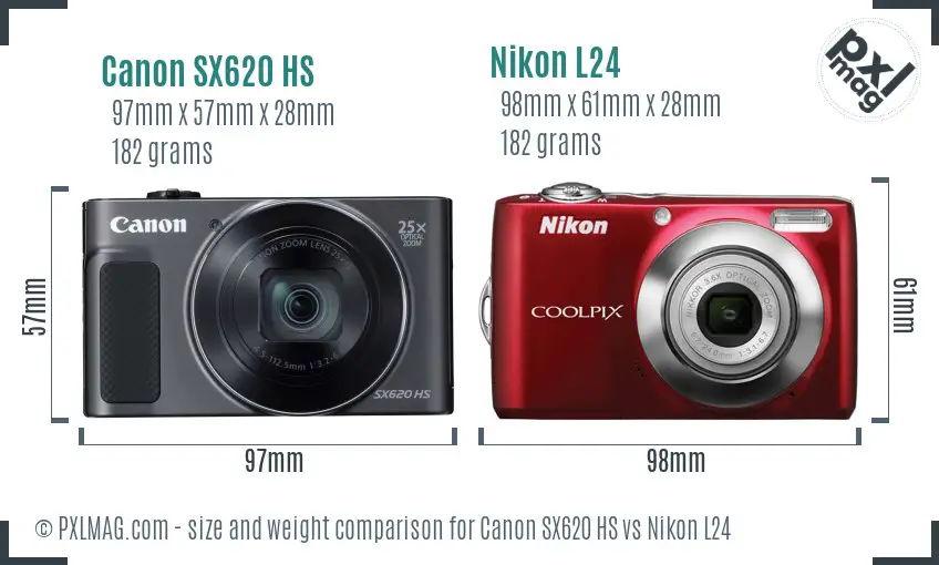 Canon SX620 HS vs Nikon L24 size comparison Canon SX620 HS vs Nikon L24 size comparison