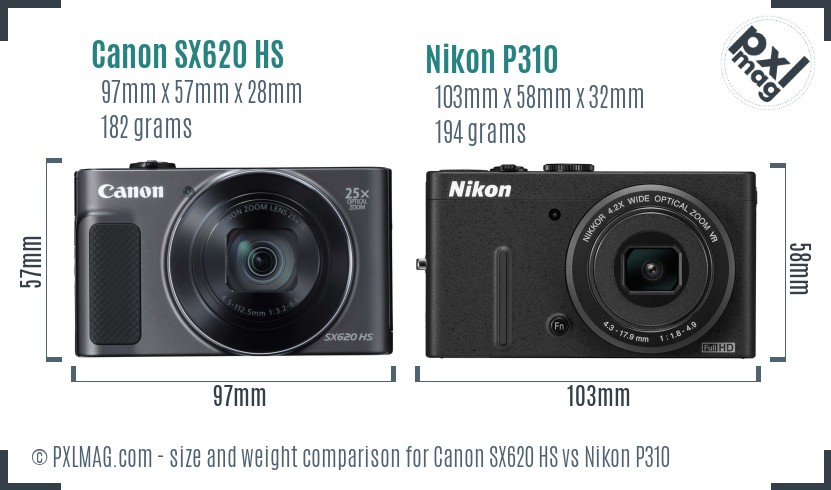 Canon SX620 HS vs Nikon P310 size comparison Canon SX620 HS vs Nikon P310 size comparison