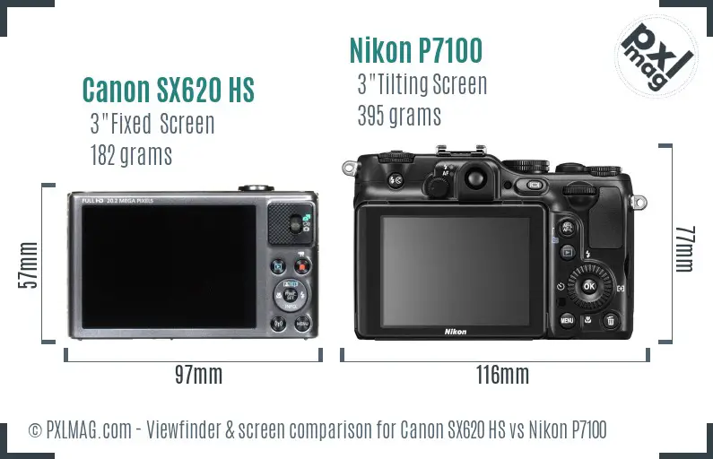 Canon SX620 HS vs Nikon P7100 Screen and Viewfinder comparison