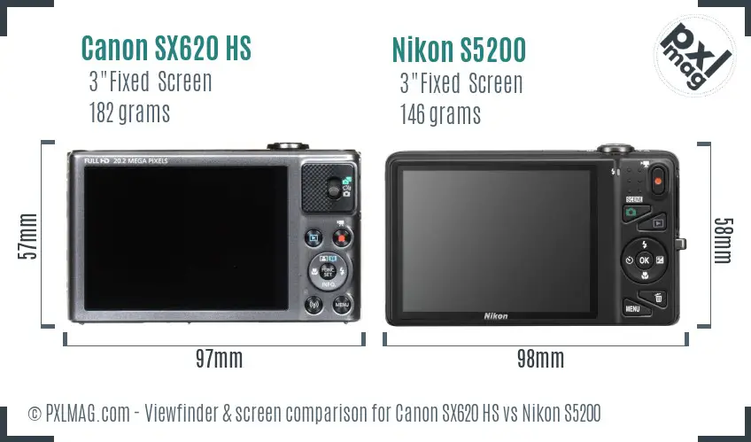 Canon SX620 HS vs Nikon S5200 Screen and Viewfinder comparison Canon SX620 HS vs Nikon S5200 Screen and Viewfinder comparison