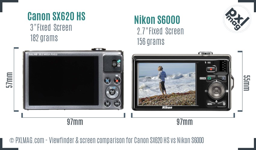 Canon SX620 HS vs Nikon S6000 Screen and Viewfinder comparison