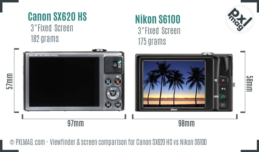 Canon SX620 HS vs Nikon S6100 Screen and Viewfinder comparison Canon SX620 HS vs Nikon S6100 Screen and Viewfinder comparison