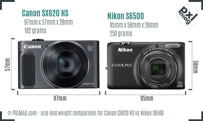 Canon SX620 HS vs Nikon S6500 size comparison Canon SX620 HS vs Nikon S6500 size comparison