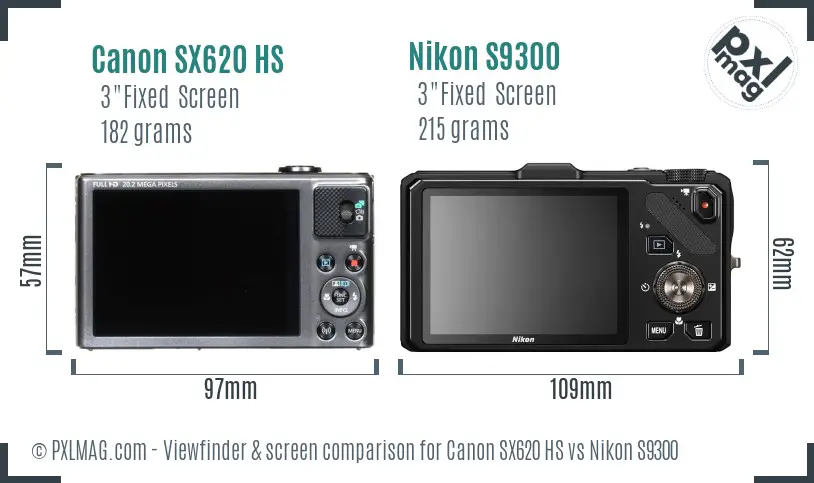 Canon SX620 HS vs Nikon S9300 Screen and Viewfinder comparison
