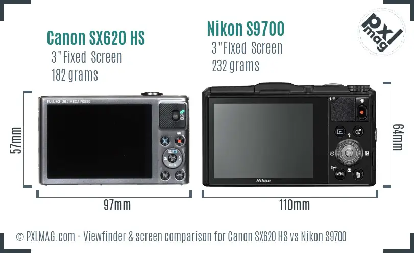 Canon SX620 HS vs Nikon S9700 Screen and Viewfinder comparison