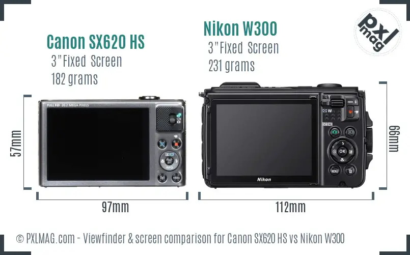 Canon SX620 HS vs Nikon W300 Screen and Viewfinder comparison Canon SX620 HS vs Nikon W300 Screen and Viewfinder comparison