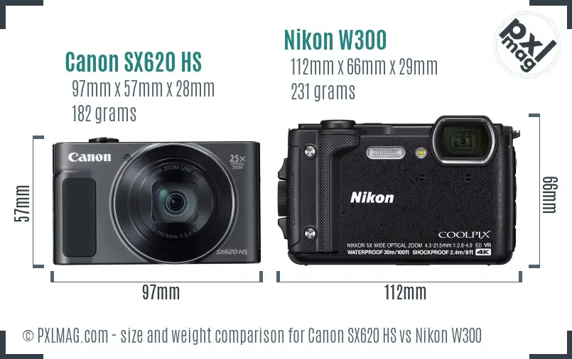 Canon SX620 HS vs Nikon W300 size comparison Canon SX620 HS vs Nikon W300 size comparison