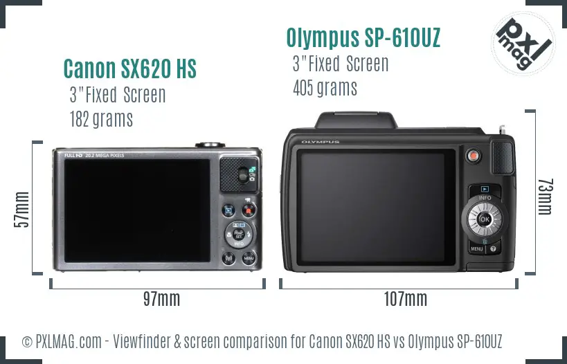 Canon SX620 HS vs Olympus SP-610UZ Screen and Viewfinder comparison Canon SX620 HS vs Olympus SP-610UZ Screen and Viewfinder comparison