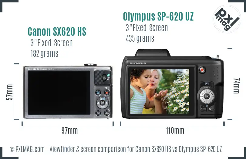 Canon SX620 HS vs Olympus SP-620 UZ Screen and Viewfinder comparison Canon SX620 HS vs Olympus SP-620 UZ Screen and Viewfinder comparison