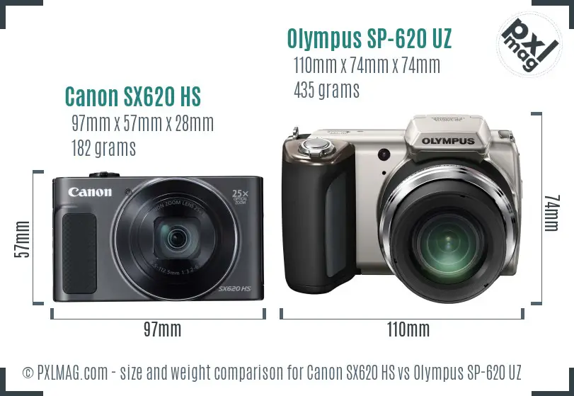 Canon SX620 HS vs Olympus SP-620 UZ size comparison Canon SX620 HS vs Olympus SP-620 UZ size comparison