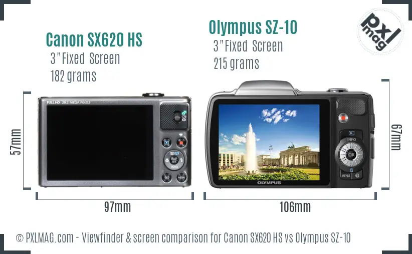 Canon SX620 HS vs Olympus SZ-10 Screen and Viewfinder comparison