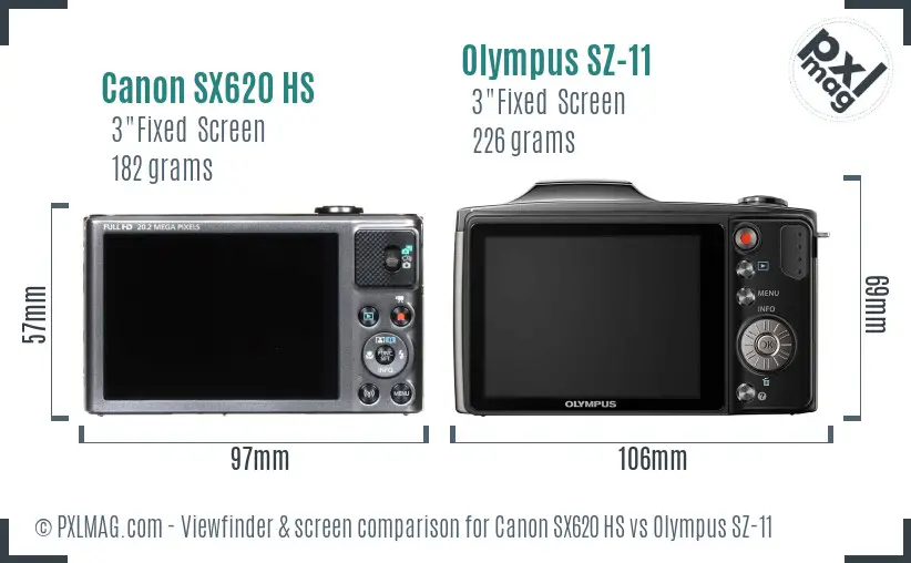 Canon SX620 HS vs Olympus SZ-11 Screen and Viewfinder comparison Canon SX620 HS vs Olympus SZ-11 Screen and Viewfinder comparison