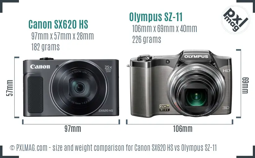 Canon SX620 HS vs Olympus SZ-11 size comparison Canon SX620 HS vs Olympus SZ-11 size comparison