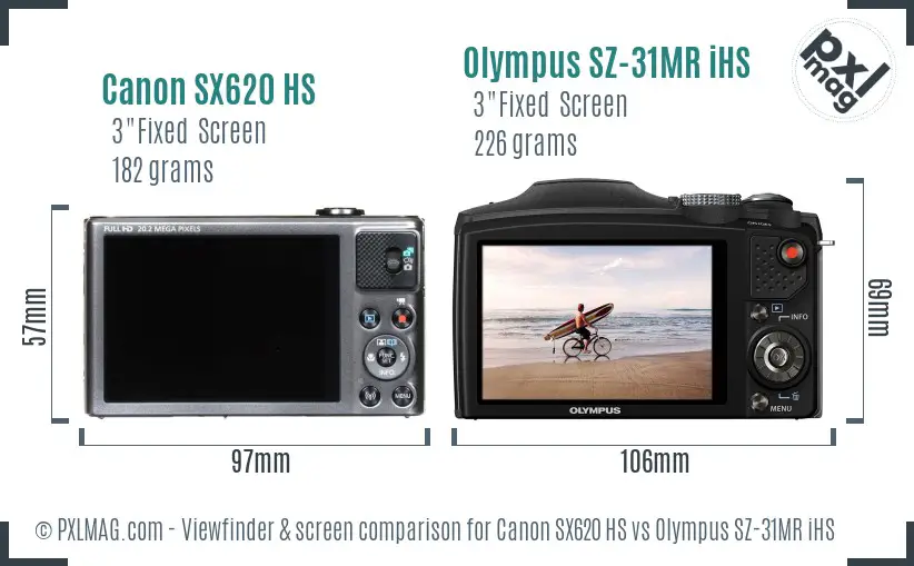 Canon SX620 HS vs Olympus SZ-31MR iHS Screen and Viewfinder comparison Canon SX620 HS vs Olympus SZ-31MR iHS Screen and Viewfinder comparison