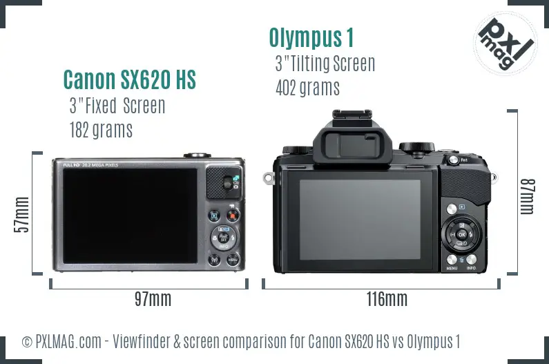 Canon SX620 HS vs Olympus 1 Screen and Viewfinder comparison