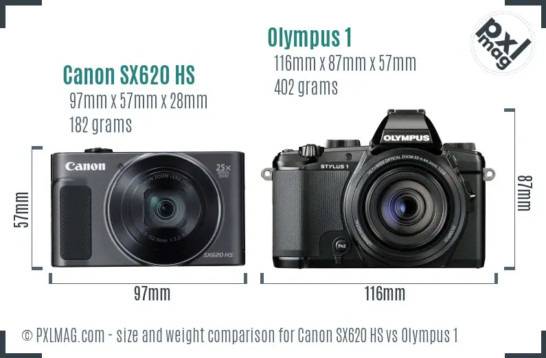 Canon SX620 HS vs Olympus 1 size comparison