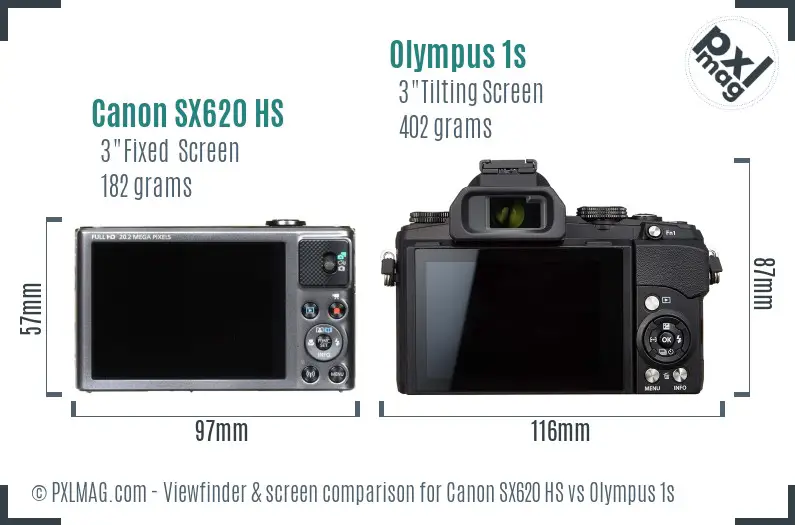 Canon SX620 HS vs Olympus 1s Screen and Viewfinder comparison