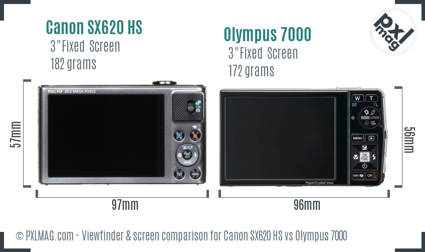Canon SX620 HS vs Olympus 7000 Screen and Viewfinder comparison