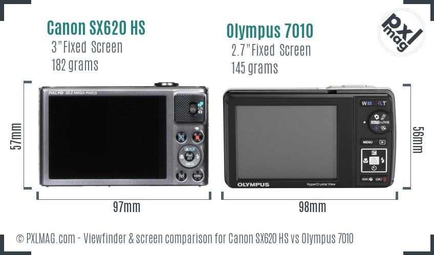 Canon SX620 HS vs Olympus 7010 Screen and Viewfinder comparison
