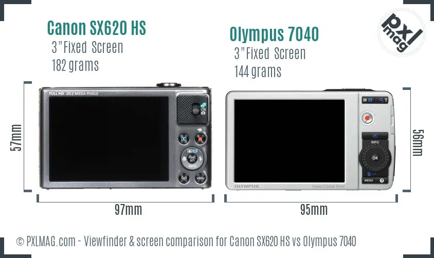 Canon SX620 HS vs Olympus 7040 Screen and Viewfinder comparison